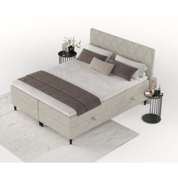 Sivobéžová boxspring posteľ s úložným priestorom 200x200 cm Gwen – Maison de Rêve - Image 9