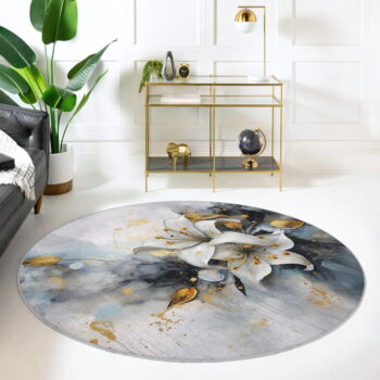 Modro-sivý prateľný okrúhly koberec ø 120 cm Golden Lilly – Mila Home – Obrázok 7