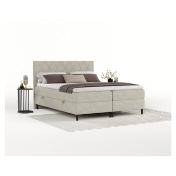 Sivobéžová boxspring posteľ s úložným priestorom 200x200 cm Gwen – Maison de Rêve - Image 7