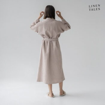 Béžový župan veľkosť L/XL Honeycomb - Linen Tales – Obrázok 2
