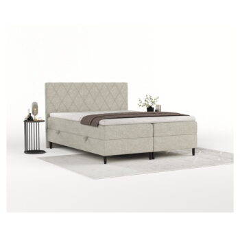 Sivobéžová boxspring posteľ s úložným priestorom 200x200 cm Gwen – Maison de Rêve - Image 10
