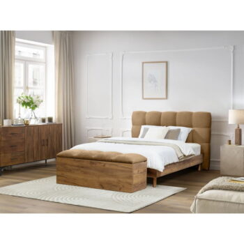 Béžová čalúnená dvojlôžková posteľ s roštom 140x190 cm Kumo – Bobochic Paris – Obrázok 4