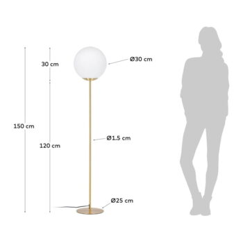 Stojacia lampa v zlatej farbe so skleneným tienidlom (výška 150 cm) Mahala - Kave Home - Image 5