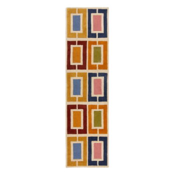 Ručne tkaný vlnený behúň 60x230 cm Retro Blocks – Flair Rugs - Image 6