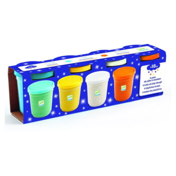 Sada 4 plastelín v metalických odtieňoch Djeco, 560 g – Obrázok 2