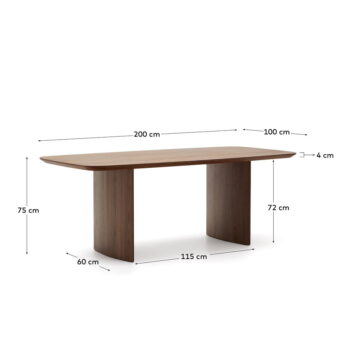 Hnedý jedálenský stôl v dekore orecha 100x200 cm Litto – Kave Home - Image 6