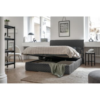 Sivá čalúnená dvojlôžková posteľ s úložným priestorom s roštom 180x200 cm Sleepy Luna – Miuform - Image 3