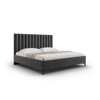 Tmavosivá čalúnená dvojlôžková posteľ s úložným priestorom s roštom 160x200 cm Casey – Mazzini Beds - Image 2
