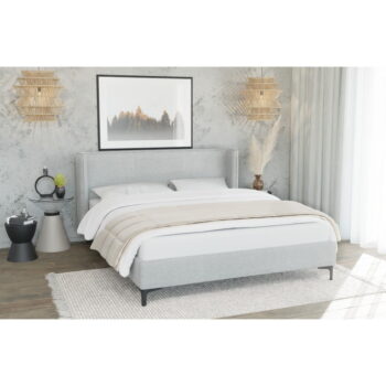 Sivá čalúnená dvojlôžková posteľ s roštom 200x200 cm Basti – Ropez - Image 3