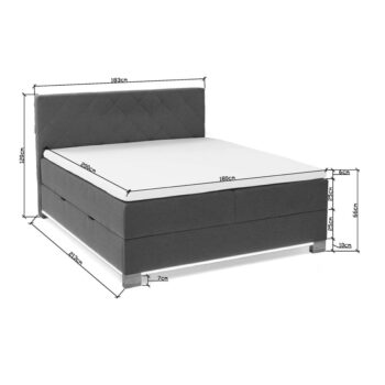 Sivá boxspring posteľ s úložným priestorom 180x200 cm Messina – Meise Möbel - Image 5