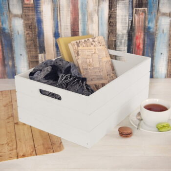 Biely drevený úložný box 36x26x15 cm – Orion - Image 2