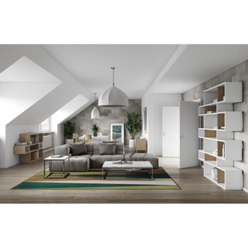 Biela knižnica so svetlohnedými detailmi TemaHome London, výška 220 cm - Image 3