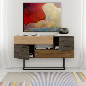 Nízka komoda v dekore duba v hnedo-prírodnej farbe 145x82 cm Titan – Marckeric – Obrázok 3