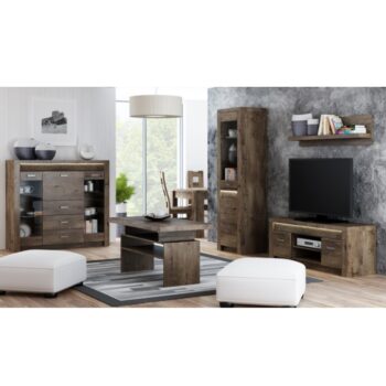 Obývaciu izbu INFINITY možno zakúpiť ako zostavu, ktorá pozostáva z: konferenčný stolík (120x60x60 cm), TV stolík (137x42x53 cm), vysoká vitrína (56x42x192 cm), barová skrinka (137x42x122 cm) a polica (120x18x32 cm). K zostave možno doobjednať LED osvetlenie. Systém Infinity je luxusná sektorová…