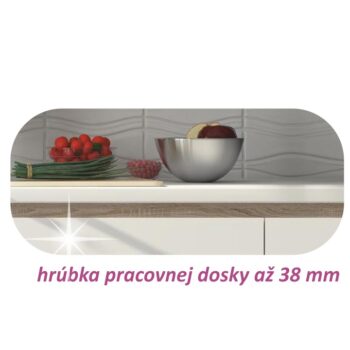 Dolná kuchynská skrinka LINE WHITE D20 je otvorená policová skrinka, ktorú je možné kombinovať s ostatnými prvkami z modelovej rady Line White. Materiál použitý na výrobu je laminovaná DTD vo farbe biely vysoký lesk. Skrinka sa dodáva s dolnou lištou a pracovnou doskou s hrúbkou 38 mm.