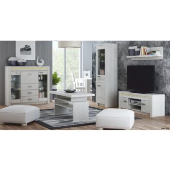 Obývaciu izbu INFINITY možno zakúpiť ako zostavu, ktorá pozostáva z: konferenčný stolík (120x60x60 cm), TV stolík (137x42x53 cm), vysoká vitrína (56x42x192 cm), barová skrinka (137x42x122 cm) a polica (120x18x32 cm). K zostave možno doobjednať LED osvetlenie. Systém Infinity je luxusná sektorová…