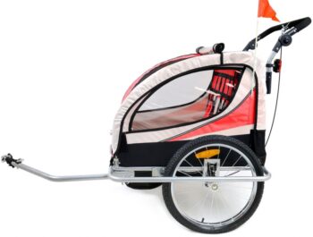 2-miestny príves za bicykel s tlmičom + JOGGER červený