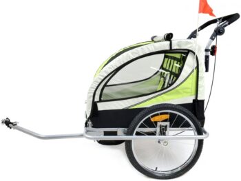 2-miestny príves za bicykel s tlmičom + JOGGER zelený
