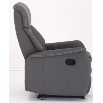 Relaxačné kreslo KOMFY je moderné polohovateľné kreslo s podnožkou, ktoré poskytuje maximálne pohodlie a relax. Kreslo je čalúnené sivou ekokožou. Výška a hĺbka sedu je 49 cm. Nosnosť kresla je 150 kg.