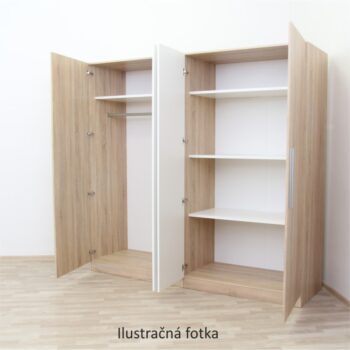 Moderná skriňa so zrkadlom MATISA je štvordverová šatníková skriňa, ktorú je vhodné umiestniť do spálne, detskej či študentskej izby. Skriňa má klasické otváranie. Ľavá časť skrine obsahuje vešiakovú tyč a policu v hornej časti. Pravá časť skrine je policová. Zrkadlá sú umiestnené vpredu na…
