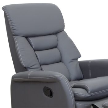 Relaxačné kreslo KOMFY je moderné polohovateľné kreslo s podnožkou, ktoré poskytuje maximálne pohodlie a relax. Kreslo je čalúnené sivou ekokožou. Výška a hĺbka sedu je 49 cm. Nosnosť kresla je 150 kg.
