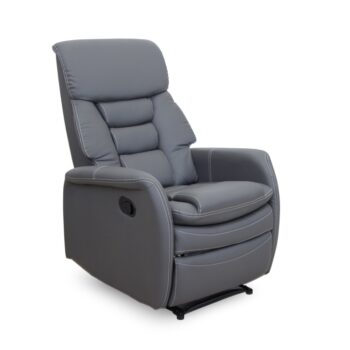 Relaxačné kreslo KOMFY je moderné polohovateľné kreslo s podnožkou, ktoré poskytuje maximálne pohodlie a relax. Kreslo je čalúnené sivou ekokožou. Výška a hĺbka sedu je 49 cm. Nosnosť kresla je 150 kg.