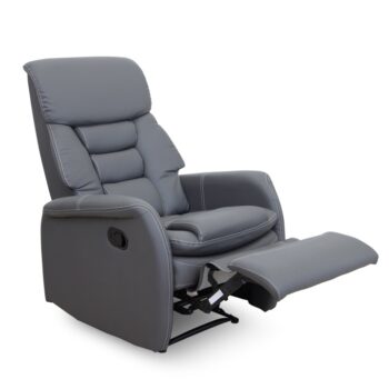 Relaxačné kreslo KOMFY je moderné polohovateľné kreslo s podnožkou, ktoré poskytuje maximálne pohodlie a relax. Kreslo je čalúnené sivou ekokožou. Výška a hĺbka sedu je 49 cm. Nosnosť kresla je 150 kg.