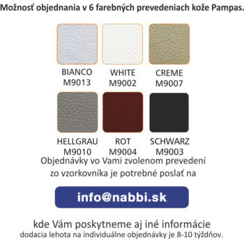 Taburetka DANILO je luxusná celočalúnená taburetka, ktorú odporúčame dokúpiť k sedacej súprave Danilo. Taburetka je potiahnutá tmavohnedou kožou pampas Dunkel Braun. Je možné si objednať zo 6 farebných prevedení kože Pampas a z veľkého množstva poťahových materiálov. Výška sedu je 44 cm a hĺbka…