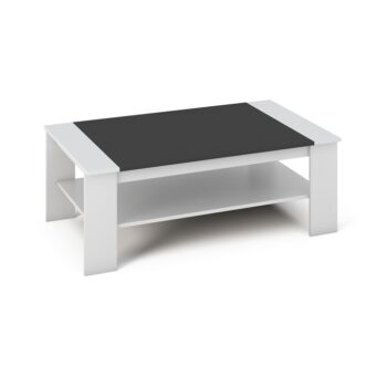 Konferenčný stolík BAKER je praktický stolík s dvomi odkladacími plochami. Materiál použitý na výrobu je laminovaná DTD vo farebnom prevedení biela / čierna. Hrany stolíka sú ohraničené ABS úpravou. Konferenčný stolík Baker možno kombinovať s jedálenskými stolmi sektoru Kraz.
