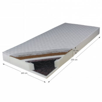 Pružinový matrac KOKOS MEDIUM 160x200 cm je cenovo výhodný matrac, ktorého jadro tvoria kvalitné bonellové pružiny. Pružinové jadro je z jednej strany obložené latexovanou kokosovou doskou, polyuretánovou penou T25-15 mm a lisovanou plsťou. Z druhej strany je obložené vrstvou lisovanej plsti…