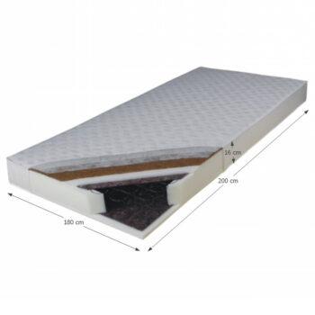 Pružinový matrac KOKOS MEDIUM 180x200 cm je cenovo výhodný matrac, ktorého jadro tvoria kvalitné bonellové pružiny. Pružinové jadro je z jednej strany obložené latexovanou kokosovou doskou, polyuretánovou penou T25-15 mm a lisovanou plsťou. Z druhej strany je obložené vrstvou lisovanej plsti…