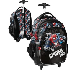 3-dielny školský set Spider-Man - batoh na kolieskach + peračník + taška na prezúvky