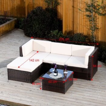 Záhradný nábytok ALERA je ratanová 2-dielna sedacia súprava, ktorá obsahuje rohovú sedačku s vankúšmi (204x142x64 cm) a konferenčný stolík (60x60x30 cm). Poťahy na vankúšoch sú snímateľné, vodeodolné a možno ich prať pri teplote 13°C. Stolík je doplnený tvrdeným sklom s hrúbkou 5 mm. Materiál…