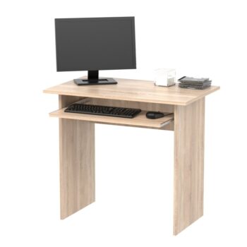 Jednoduchý PC stôl VERNER NEW je vhodný do detských izieb a kancelárií. Pod pracovnou doskou je umiestnená výsuvná doska pre klávesnicu. PC stôl Verner je vyrobený z laminovanej DTD vo farbe dub sonoma.