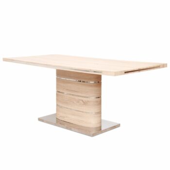 Jedálenský stôl AMAR je dizajnový stôl vhodný na zariadenie kuchyne alebo jedálne. Materiál použitý na výrobu je MDF vo farebnom prevedení dub sonoma.