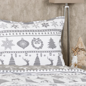 4Home Flanelové obliečky Christmas Time sivá, 220 x 200 cm, 2 ks 70 x 90 cm