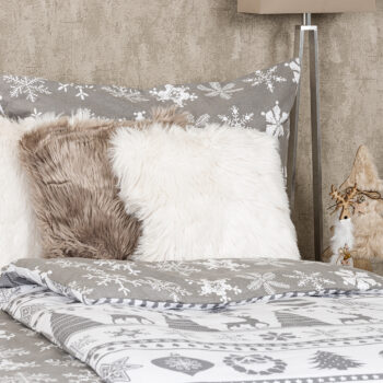 4Home Flanelové obliečky Christmas Time sivá, 220 x 200 cm, 2 ks 70 x 90 cm