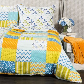 4Home Krepové obliečky Patchwork blue, 140 x 200 cm, 70 x 90 cm, 140 x 200 cm, 70 x 90 cm