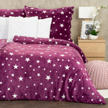 4Home Obliečky mikroflanel Stars violet, 140 x 200 cm, 70 x 90 cm