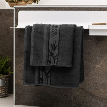 4Home Sada Bamboo Premium osuška a uterák čierna, 70 x 140 cm, 50 x 100 cm
