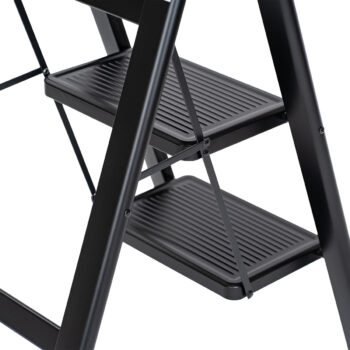 4Home Skladacie oceľové schodíky Steel, 3 stupne, čierna