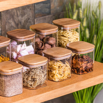 4Home Sklenená dóza na potraviny s vekom Bamboo, 950 ml, 950 ml