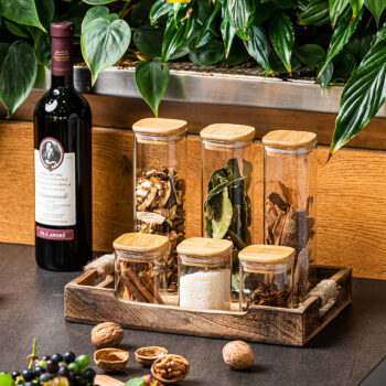 4Home Sklenená dóza na potraviny s viečkom Bamboo, 170 ml, 170 ml