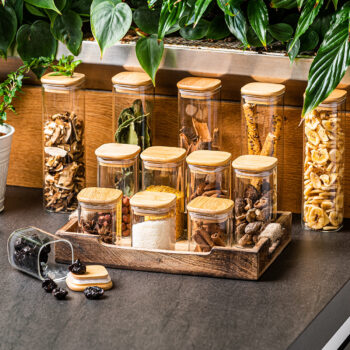 4Home Sklenená dóza na potraviny s viečkom Bamboo, 170 ml, 170 ml