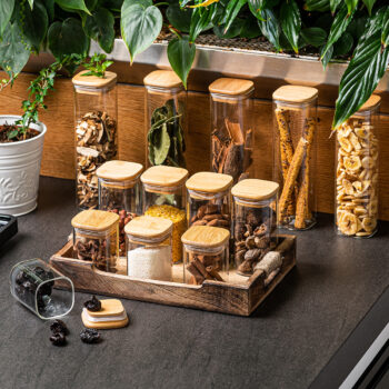 4Home Sklenená dóza na potraviny s viečkom Bamboo, 300 ml, 300 ml