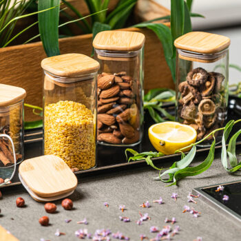 4Home Sklenená dóza na potraviny s viečkom Bamboo, 300 ml, 300 ml