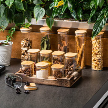 4Home Sklenená dóza na potraviny s viečkom Bamboo, 530 ml, 530 ml