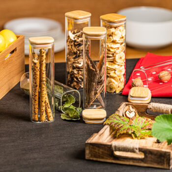 4Home Sklenená dóza na potraviny s viečkom Bamboo, 530 ml, 530 ml