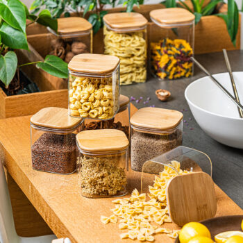 4Home Sklenená dóza na potraviny s viečkom Bamboo, 550 ml, 550 ml