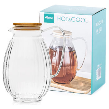 4Home Sklenený džbán Hot&Cool Juicy s bambusovým viečkom, 1,5 l